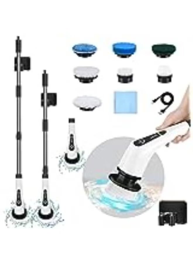 BLUMENIT Cordless Electric Spin Scrubber – 9 Replaceable Brush Heads, Dual Speed 360° Power Cleaning Brush with Adjustable Handle for Bathroom, Tub, Tile, Floor & Kitchen - Image 4